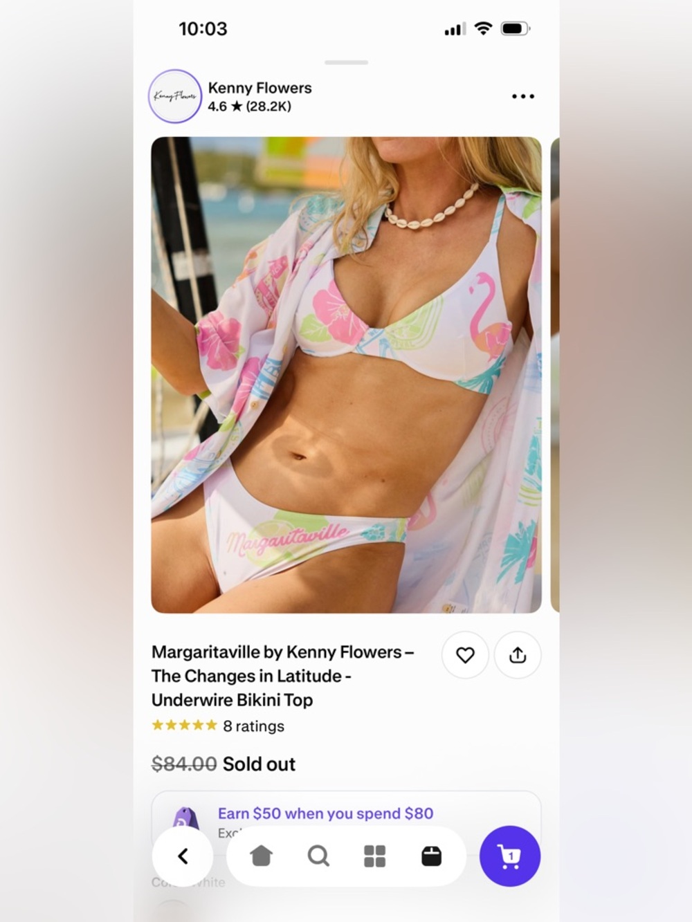 Worn 1x Kenny Flowers Margaritaville bikini